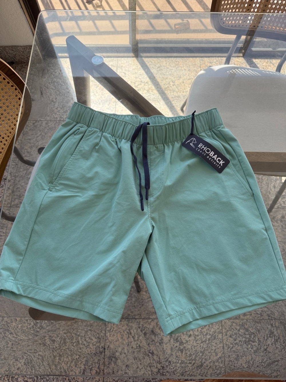 Rhoback Mint Green Athletic Drawstring Shorts